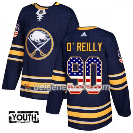 Kinder Eishockey Buffalo Sabres Trikot Ryan OReilly 90 Adidas 2017-2018 Marineblau USA Flag Fashion Authentic